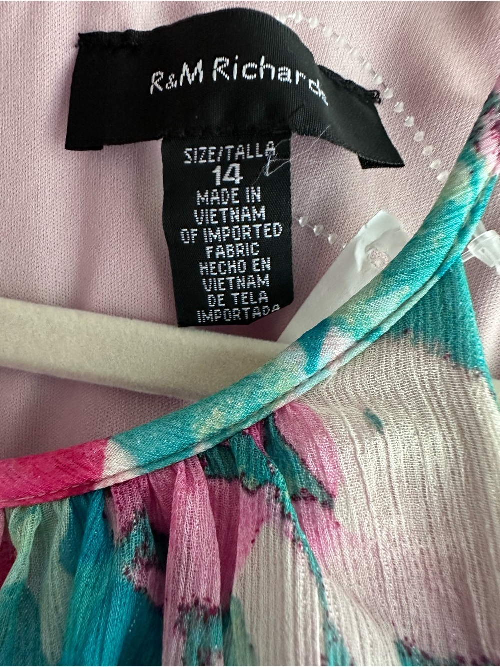 R&M Richards Pink and Teal Floral Halter Maxi Dress - Picture 3 of 4